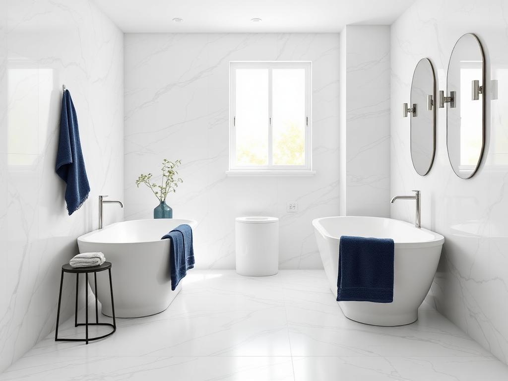 Marble effect tiled bathroom