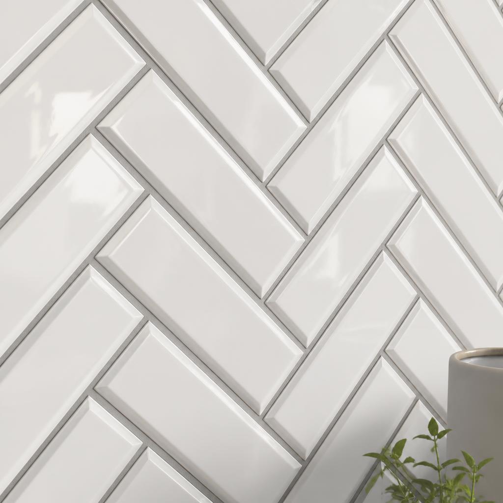 Chalk White Bevelled Metro — Gloss ceramic